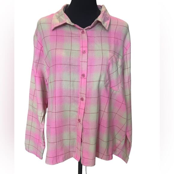 Nordstrom Tops - * New BP. NORDSTROM ~ V-Collar Gingham Cotton Button-Up Top XL